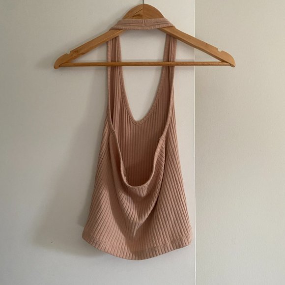 Tan Ribbed Halter Top - Picture 2 of 4